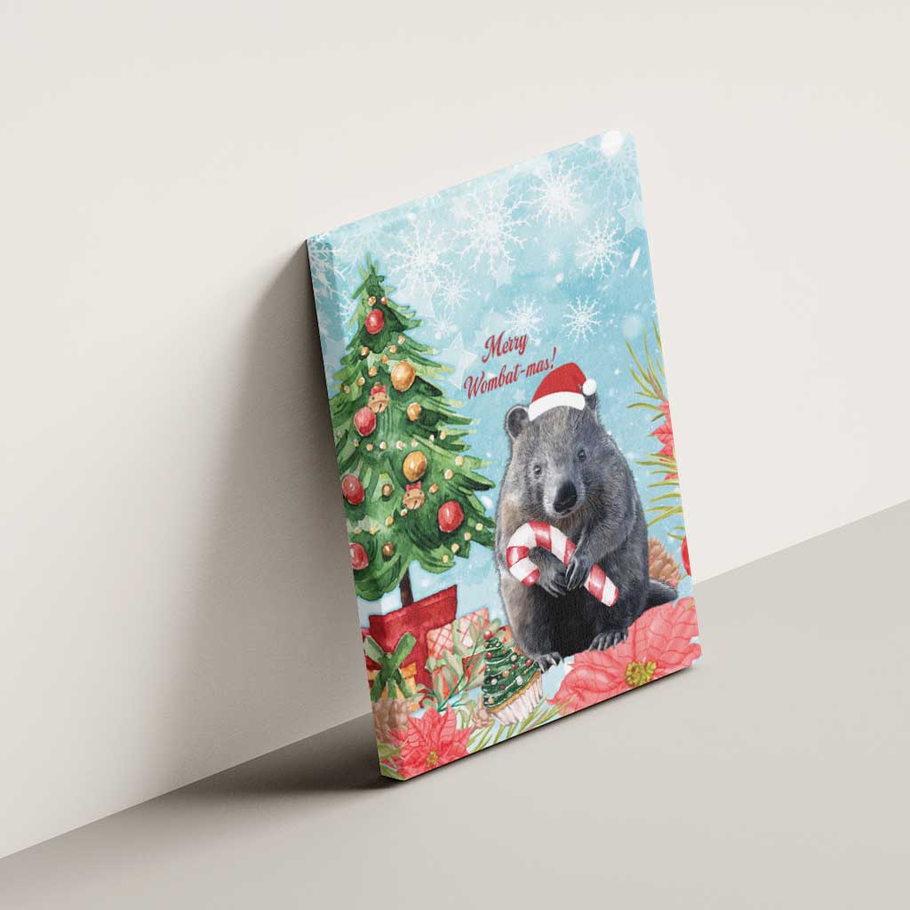 Australia Christmas Canvas Wall Art Merry Wombat-mas Watercolor Style