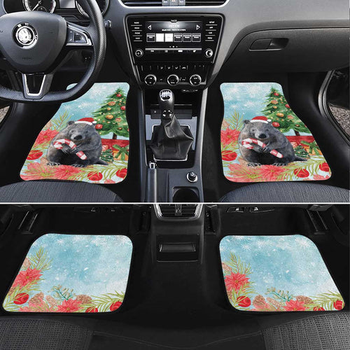 Australia Christmas Car Mats Merry Wombat-mas Watercolor Style