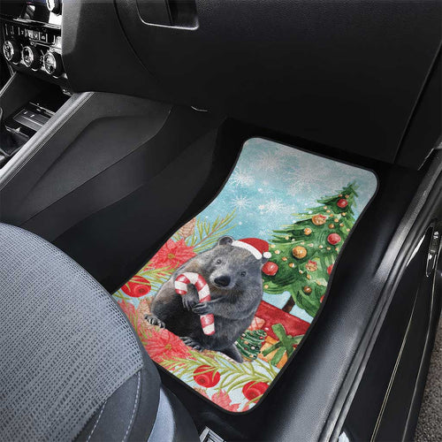Australia Christmas Car Mats Merry Wombat-mas Watercolor Style