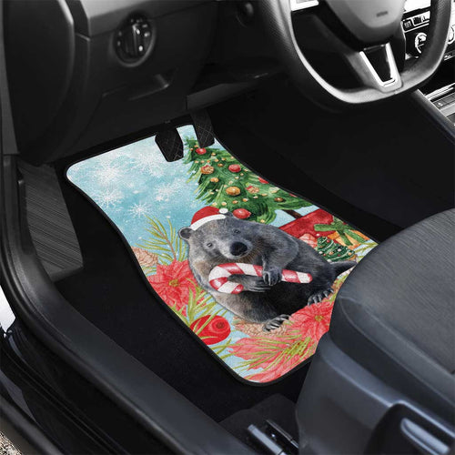 Australia Christmas Car Mats Merry Wombat-mas Watercolor Style