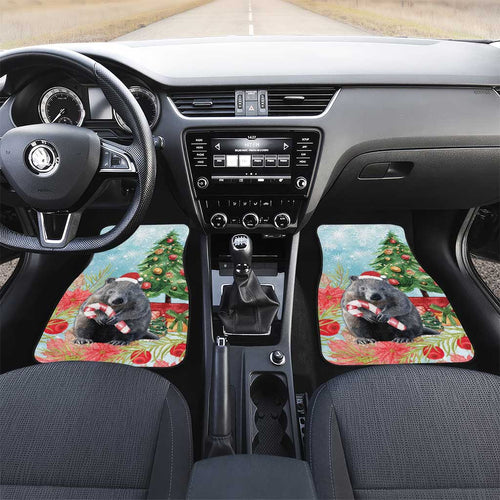 Australia Christmas Car Mats Merry Wombat-mas Watercolor Style
