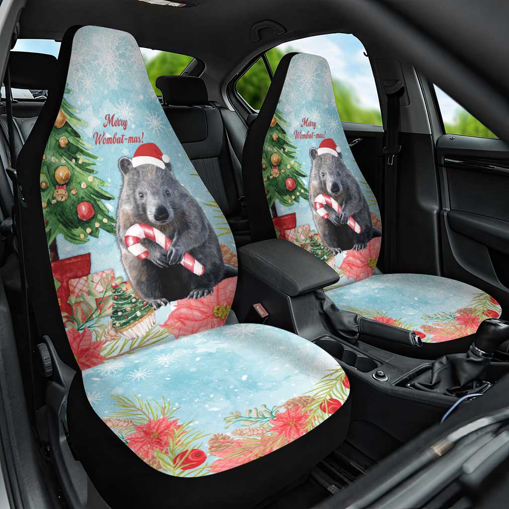 Australia Christmas Car Seat Cover Merry Wombat-mas Watercolor Style