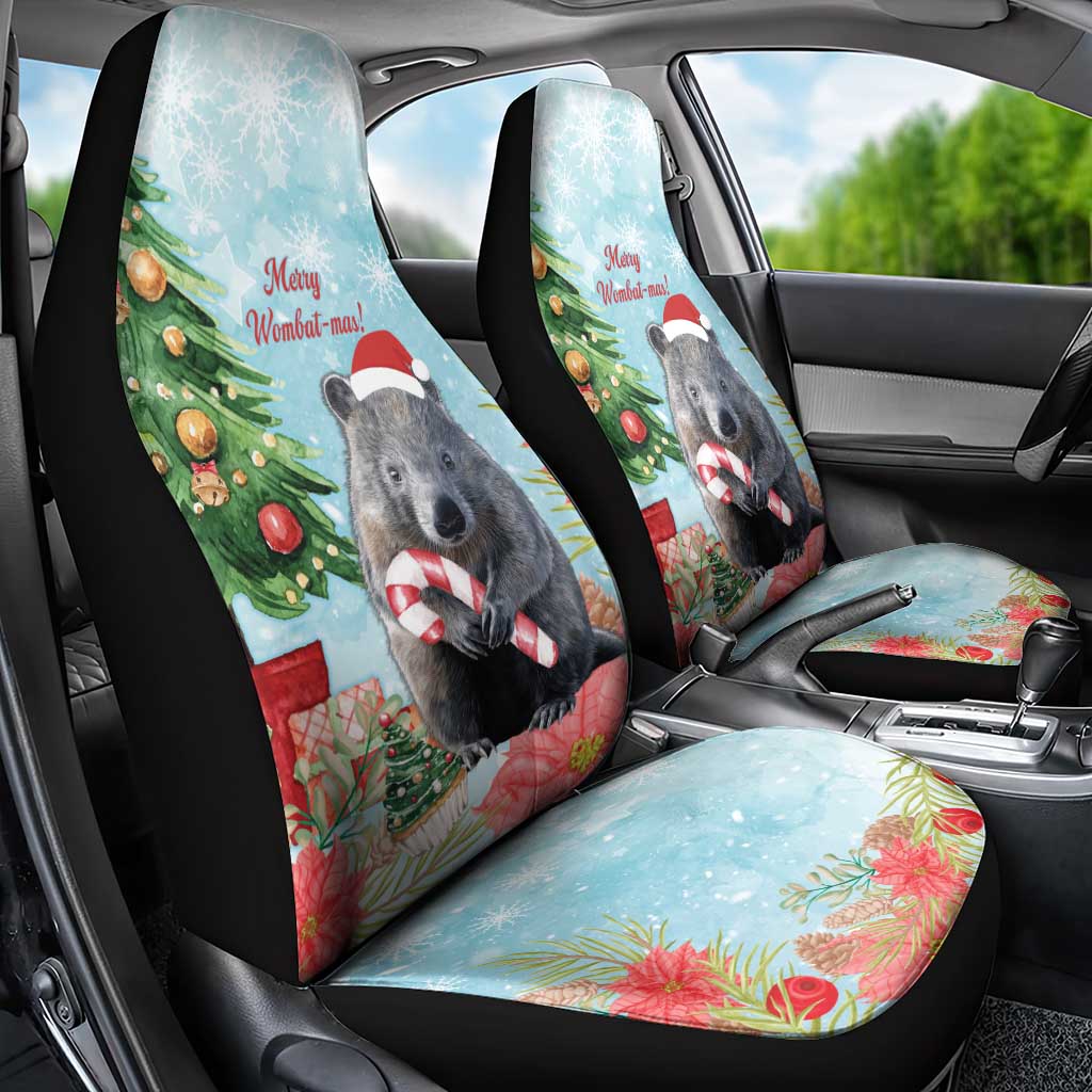 Australia Christmas Car Seat Cover Merry Wombat-mas Watercolor Style