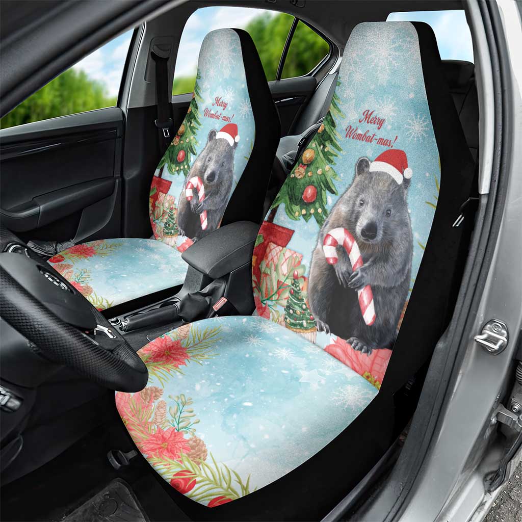 Australia Christmas Car Seat Cover Merry Wombat-mas Watercolor Style