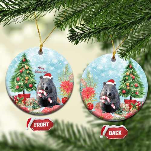 Australia Christmas Ceramic Ornament Merry Wombat-mas Watercolor Style