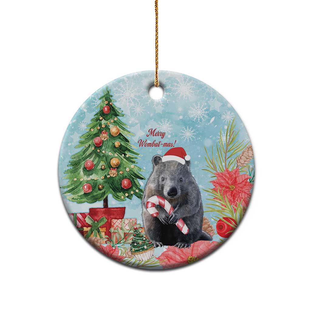 Australia Christmas Ceramic Ornament Merry Wombat-mas Watercolor Style