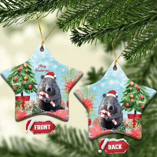 Australia Christmas Ceramic Ornament Merry Wombat-mas Watercolor Style