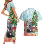 Australia Christmas Couples Matching Short Sleeve Bodycon Dress and Hawaiian Shirt Merry Wombat-mas Watercolor Style