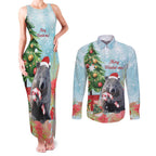 Australia Christmas Couples Matching Tank Maxi Dress and Long Sleeve Button Shirt Merry Wombat-mas Watercolor Style