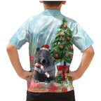 Australia Christmas Family Matching Mermaid Dress and Hawaiian Shirt Merry Wombat-mas Watercolor Style