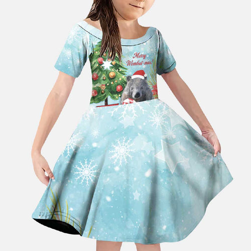 Australia Christmas Family Matching Mermaid Dress and Hawaiian Shirt Merry Wombat-mas Watercolor Style