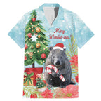 Australia Christmas Family Matching Mermaid Dress and Hawaiian Shirt Merry Wombat-mas Watercolor Style