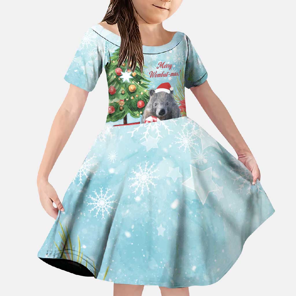 Australia Christmas Family Matching Off Shoulder Maxi Dress and Hawaiian Shirt Merry Wombat-mas Watercolor Style