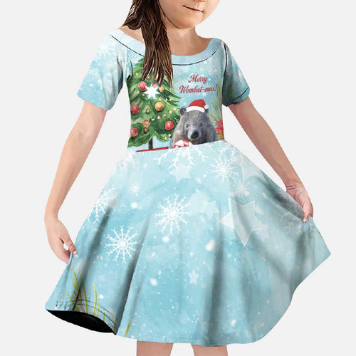 Australia Christmas Family Matching Off Shoulder Maxi Dress and Hawaiian Shirt Merry Wombat-mas Watercolor Style