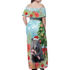 Australia Christmas Family Matching Off Shoulder Maxi Dress and Hawaiian Shirt Merry Wombat-mas Watercolor Style