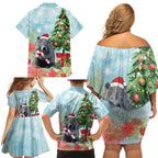 Australia Christmas Family Matching Off Shoulder Short Dress and Hawaiian Shirt Merry Wombat-mas Watercolor Style