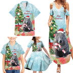 Australia Christmas Family Matching Summer Maxi Dress and Hawaiian Shirt Merry Wombat-mas Watercolor Style