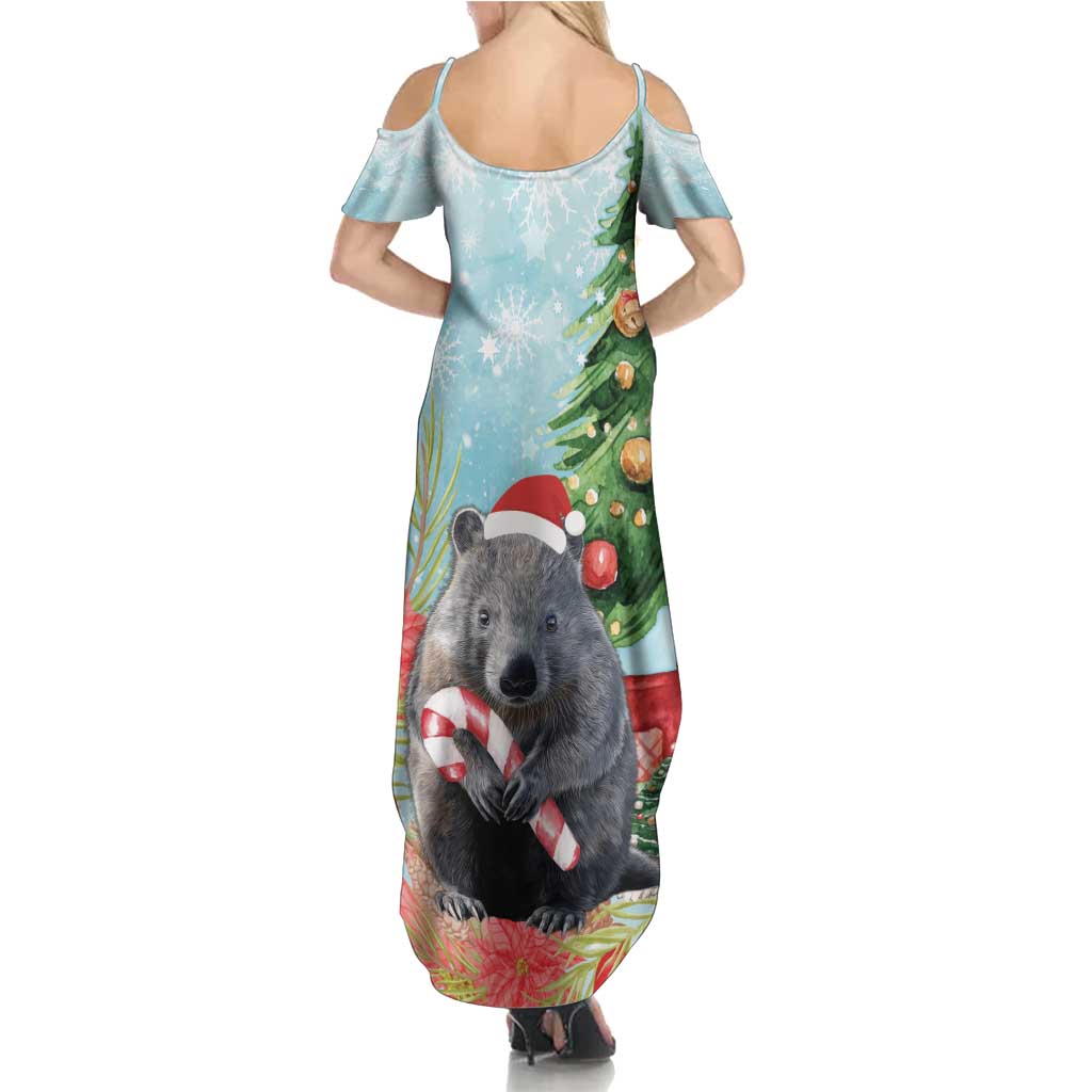 Australia Christmas Family Matching Summer Maxi Dress and Hawaiian Shirt Merry Wombat-mas Watercolor Style