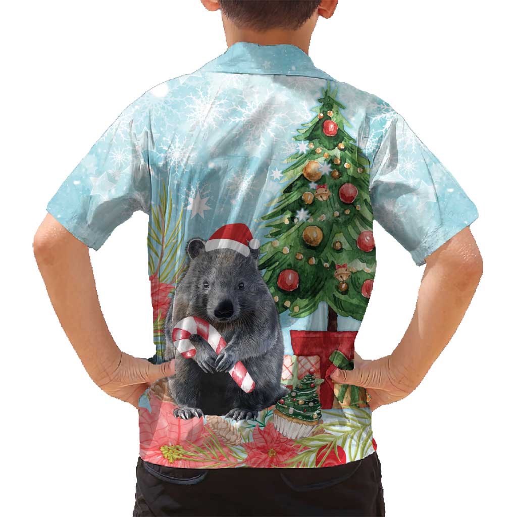 Australia Christmas Family Matching Tank Maxi Dress and Hawaiian Shirt Merry Wombat-mas Watercolor Style
