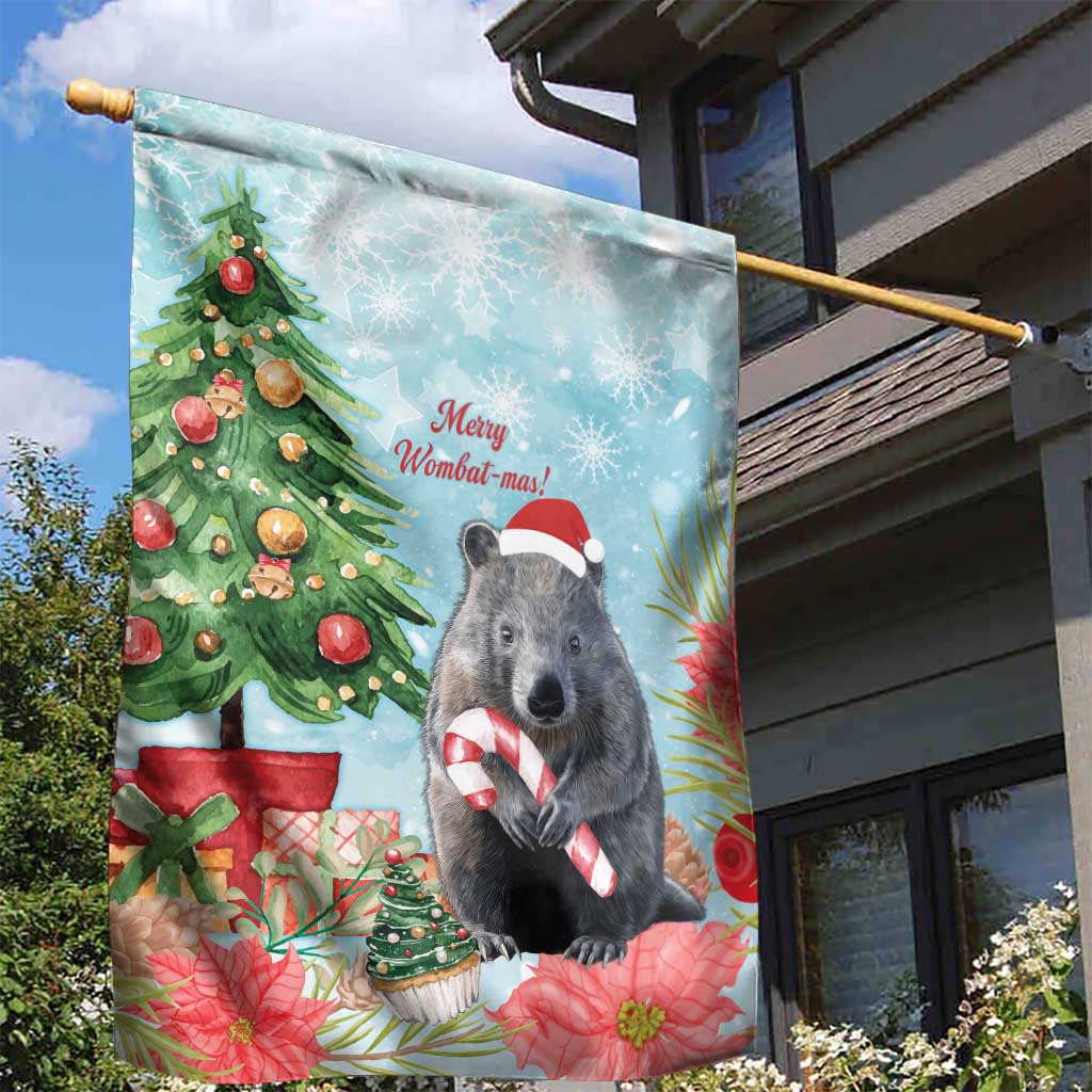 Australia Christmas Garden Flag Merry Wombat-mas Watercolor Style