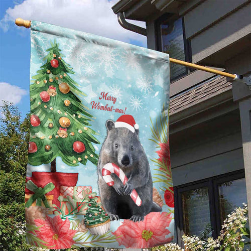 Australia Christmas Garden Flag Merry Wombat-mas Watercolor Style