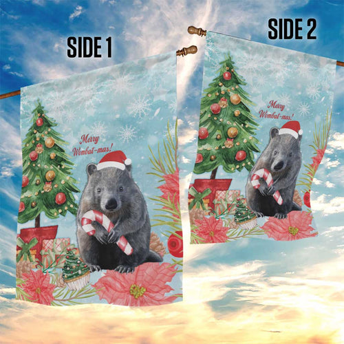 Australia Christmas Garden Flag Merry Wombat-mas Watercolor Style