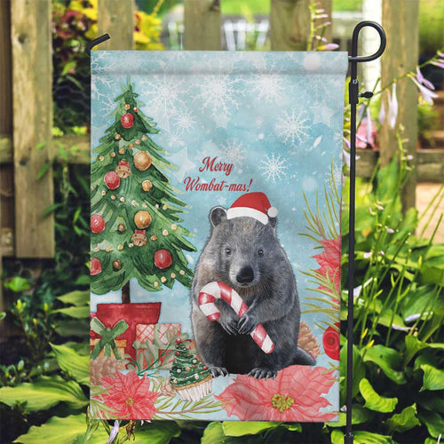Australia Christmas Garden Flag Merry Wombat-mas Watercolor Style