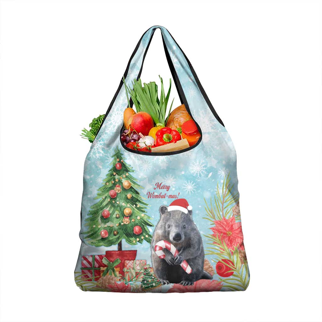 Australia Christmas Grocery Bag Merry Wombat-mas Watercolor Style