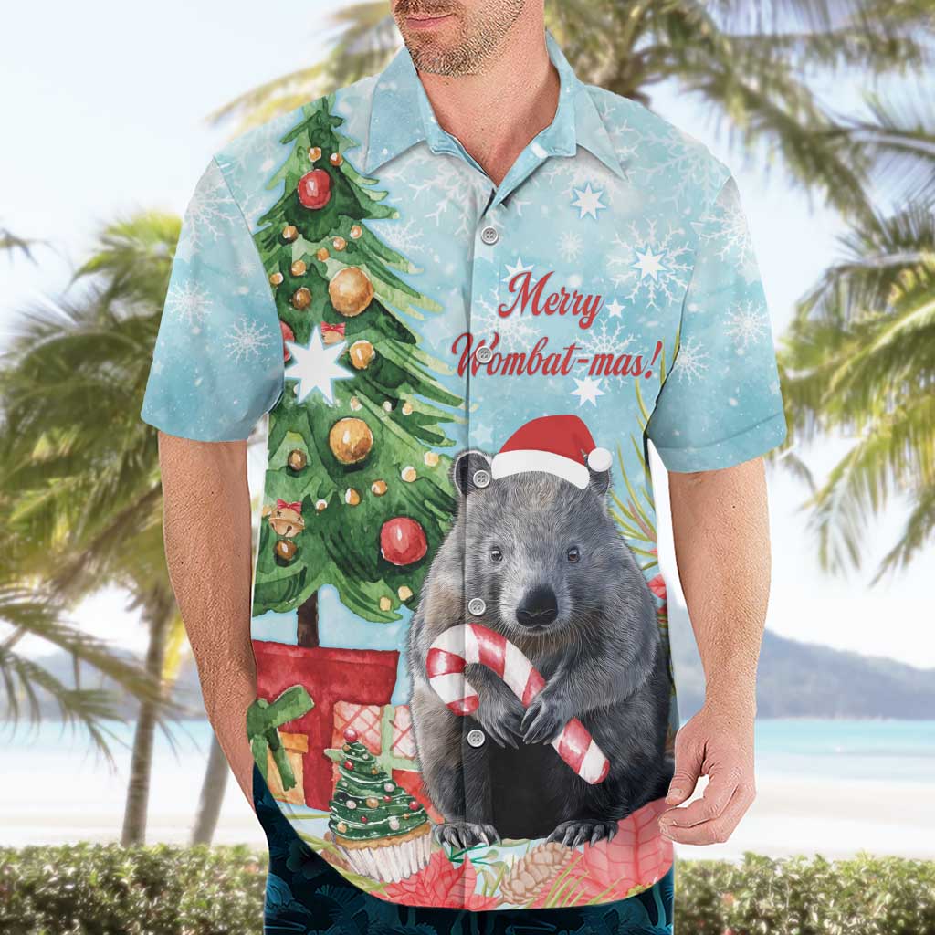 Australia Christmas Hawaiian Shirt Merry Wombat-mas Watercolor Style
