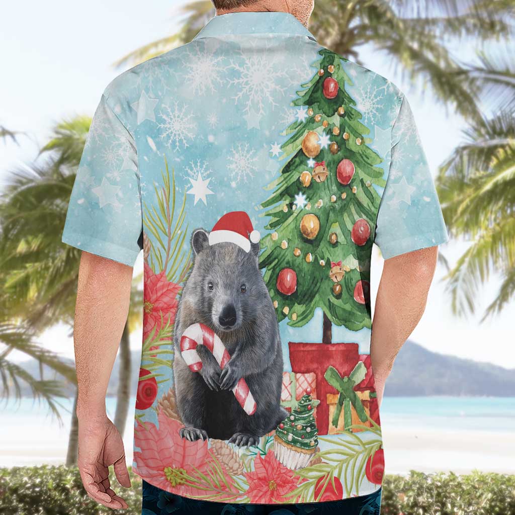 Australia Christmas Hawaiian Shirt Merry Wombat-mas Watercolor Style