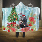 Australia Christmas Hooded Blanket Merry Wombat-mas Watercolor Style