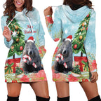 Australia Christmas Hoodie Dress Merry Wombat-mas Watercolor Style