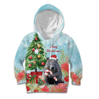 Australia Christmas Kid Hoodie Merry Wombat-mas Watercolor Style