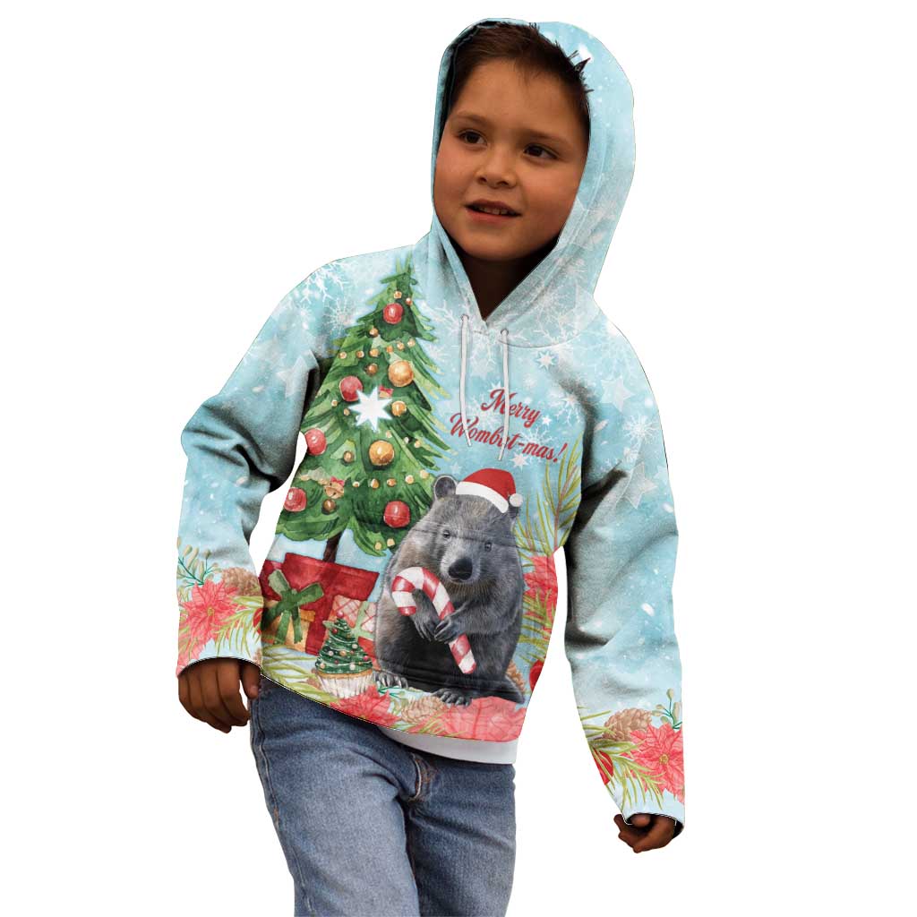Australia Christmas Kid Hoodie Merry Wombat-mas Watercolor Style