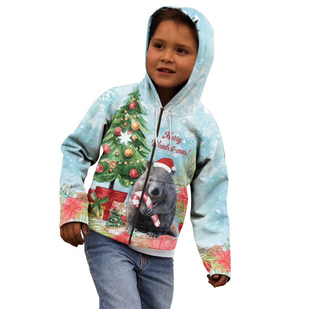 Australia Christmas Kid Hoodie Merry Wombat-mas Watercolor Style