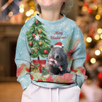 Australia Christmas Kid Ugly Christmas Sweater Merry Wombat-mas Watercolor Style