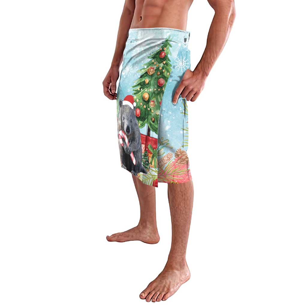 Australia Christmas Lavalava Merry Wombat-mas Watercolor Style