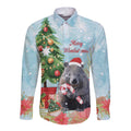 Australia Christmas Long Sleeve Button Shirt Merry Wombat-mas Watercolor Style