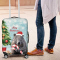 Australia Christmas Luggage Cover Merry Wombat-mas Watercolor Style