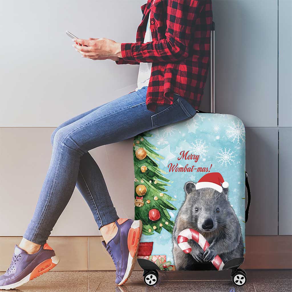 Australia Christmas Luggage Cover Merry Wombat-mas Watercolor Style