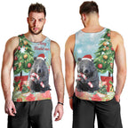Australia Christmas Men Tank Top Merry Wombat-mas Watercolor Style