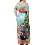 Australia Christmas Off Shoulder Maxi Dress Merry Wombat-mas Watercolor Style