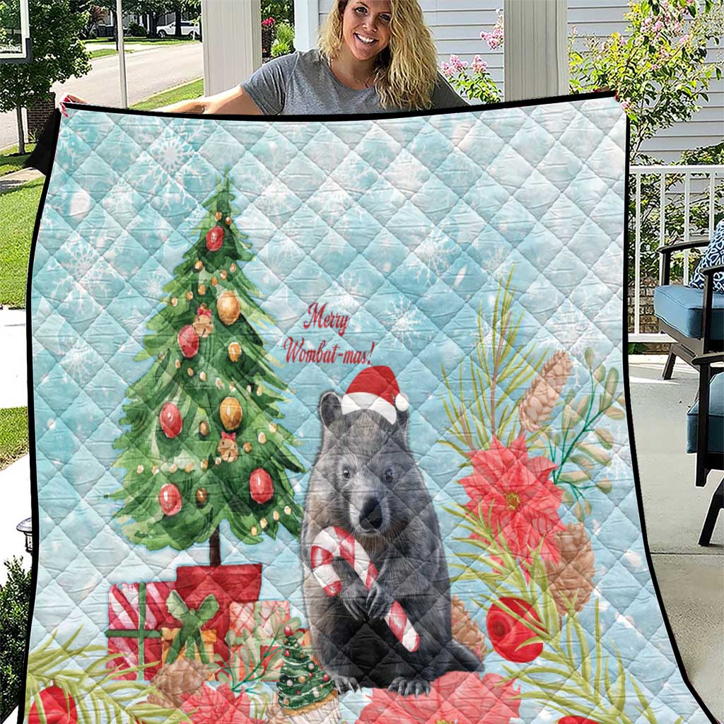 Australia Christmas Quilt Merry Wombat-mas Watercolor Style
