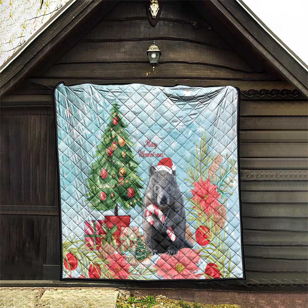 Australia Christmas Quilt Merry Wombat-mas Watercolor Style