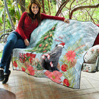 Australia Christmas Quilt Merry Wombat-mas Watercolor Style