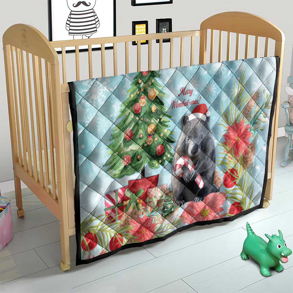 Australia Christmas Quilt Merry Wombat-mas Watercolor Style