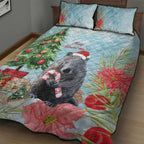 Australia Christmas Quilt Bed Set Merry Wombat-mas Watercolor Style