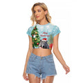 Australia Christmas Raglan Cropped T Shirt Merry Wombat-mas Watercolor Style
