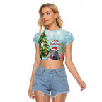 Australia Christmas Raglan Cropped T Shirt Merry Wombat-mas Watercolor Style