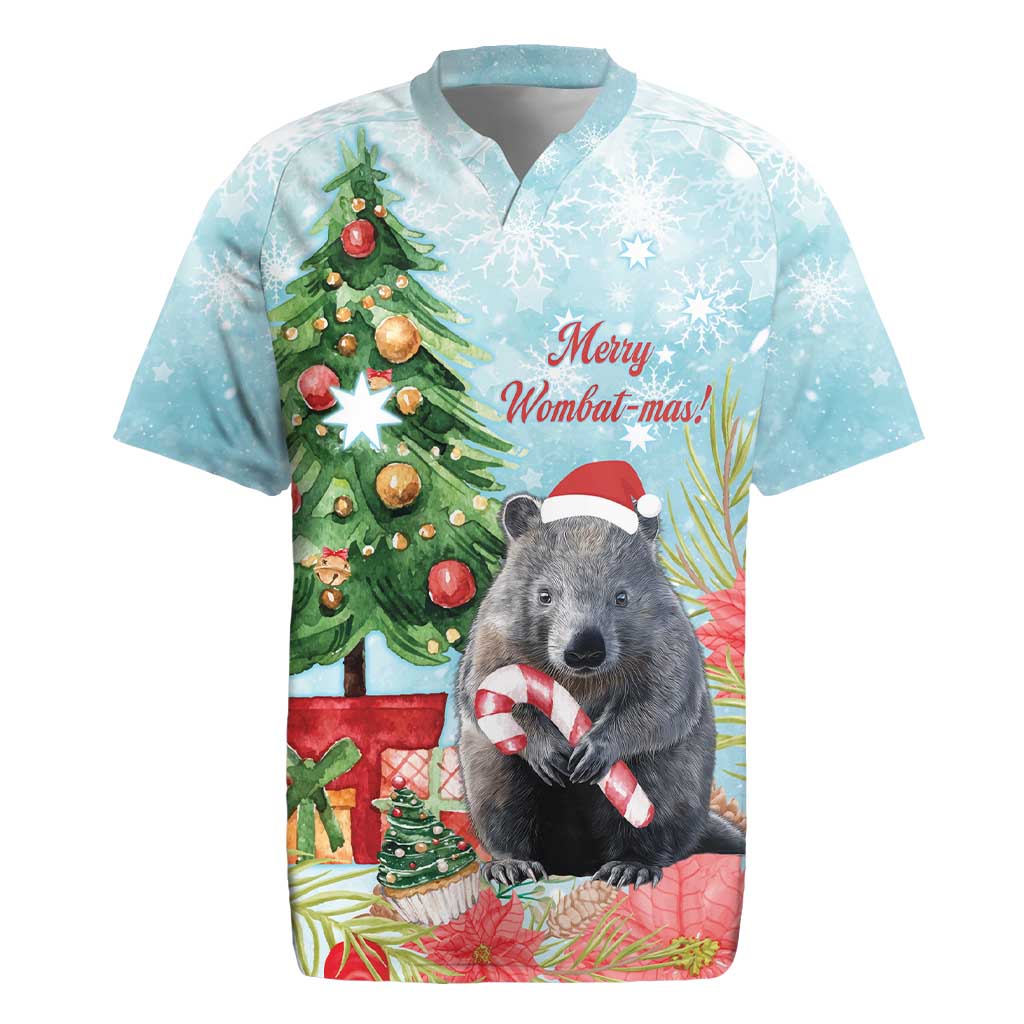 Australia Christmas Rugby Jersey Merry Wombat-mas Watercolor Style